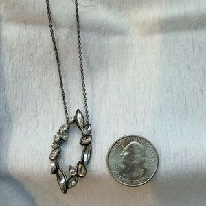 Alexis Bittar Silver Marquise Crystal Leaf Oval Necklace